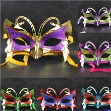镀光彩绘小蝴蝶面具儿童舞会节日面具圣诞节狂欢节面具