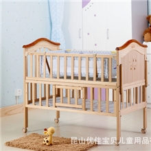 批发实木婴儿床童床可折叠童床MY503实木童床双层带内挂摇篮