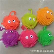 【专业生产】闪光毛毛球|动物闪光毛毛球|小号笑脸球|玩具球批发