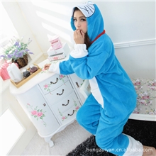 冬季法兰绒爱情公寓情侣睡衣叮当猫恐龙史迪奇女士家居服套装