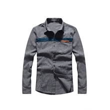 新款批发休闲男衬衫商务时尚长袖衬衣男式拼色衬衫男长袖衬衫