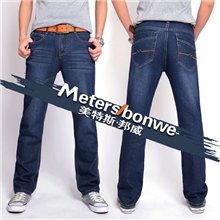 美特斯邦威mb新款男装批发韩版潮修身牛仔裤男士直筒长裤子