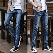 淘宝厂韩版男式铅笔裤小脚裤中腰洗水情侣裤男装牛仔长裤