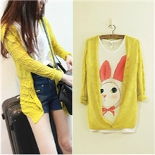 剑冬批发长袖欧美中长款女超薄镂空针织衫开衫防晒服空调衫