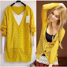 供应春秋季外搭女装韩版中长款空调衫个性薄款防晒衣镂空开衫