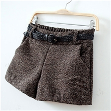 厂家直销秋冬新款厚毛呢女士短裤百塔休闲格子女裤子靴裤批发