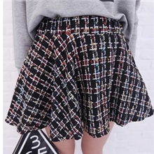 秋冬新款韩版亮丝小香风伞裙格子粗花呢蓬蓬半身裙厚款毛呢短裙