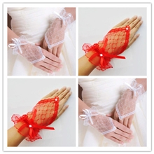 韩式新娘婚纱手套婚纱礼服手套无指蕾丝手套短纱手袜手套批发