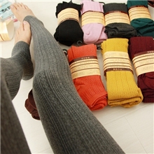 日韩秋冬款无印良品外贸原单糖果色麻花踩脚连裤打底袜子批发