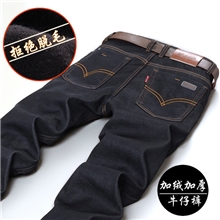 caserJeep加绒加厚牛仔裤男裤长裤蓝色秋冬款男士裤子