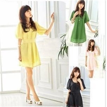 2013孕妇装批发厂家大码孕妇雪纺裙子纯色短袖孕妇连衣裙子