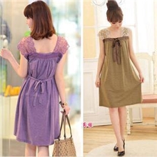 2013批发厂家孕妇装夏装蝴蝶结孕妇裙蕾丝肩大码孕妇连衣裙子