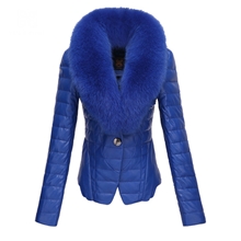 大毛领羽绒棉服修身短款时尚欧美皮羽绒棉服2013新款