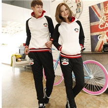 2013新款情侣套装批发长袖套头卫衣连帽卡通休闲两件套装