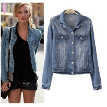 2013秋装新品水洗磨白拉毛牛仔夹克上衣短外套女渐变色外套