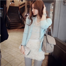 现货招代理春装韩国party淡蓝色针织外套#4049