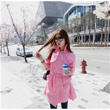 现货秋装爆款韩国代购party正品风衣外套系带配腰带猫咪#1101