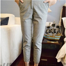 2013复古小格子工装裤哈伦裤西装裤9分学院小脚裤女高腰裤