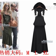 欧美大码连衣裙工字背心连帽连衣裙大牌风范背带裙连衣裙长裙批发