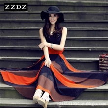 2013女装长款波西米亚女裙拼接长裙雪纺连衣裙夏季新款批发