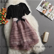 2013桌雅风欧洲站爆款短袖女装欧根纱l连衣裙新款