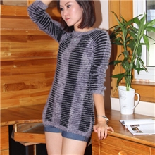 韩版中长款斑马条纹打底针织毛衫女装毛衣批发打底衫厂家直销