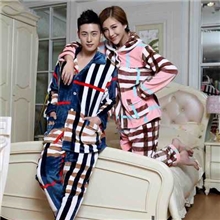 厂家直销男女秋冬季高贵加厚翻领法兰绒休闲长袖睡衣套装家居服