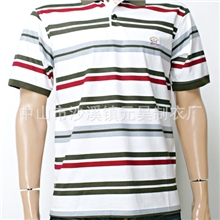 厂家供应外贸原单男式休闲T恤商务休闲T恤翻领条纹男士T恤