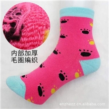 小拉毛儿童毛巾袜毛圈袜冬季拉毛袜子厚袜子男女童袜批发