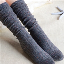日本原单点子纱堆堆袜中筒膝下袜彩点纱及膝袜羊毛女袜
