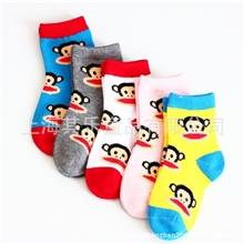 工厂直销秋季新品外贸尾单儿童袜子棉袜卡通袜子原单袜猴子图案
