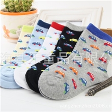 工厂直批/秋冬新品无骨缝合男童5色小汽车棉袜/学生袜/中大童袜/