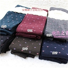 实拍秋冬新款日单甜美爱心小格子精梳棉不起球踩脚裤特价