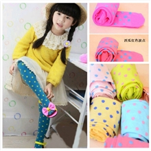 春秋款女童小圆点天鹅绒连裤袜提花儿童糖果色打底裤袜舞蹈袜批发