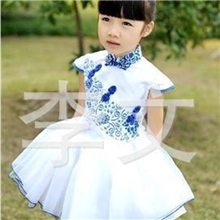 2013最新款小主持人青花瓷表演服儿童合唱服公主裙舞蹈服