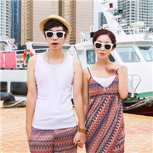 斯托克夫妇情侣装夏季度假海边沙滩裙性感吊带波西米亚花裙短裙
