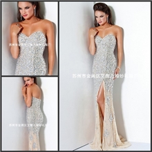 【热】2013秋季爆款奢华全手工镶钻鱼尾礼服性感长款晚礼服