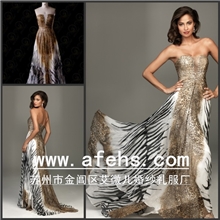 PD003厂家量身定做高档性感豹纹/斑马纹时尚晚礼服party礼服