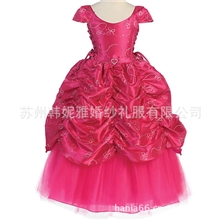 生产批发塔夫绸材质印花工艺外贸花童装,一件起订，一件代发