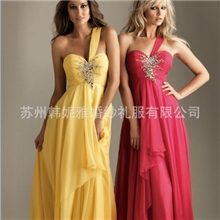 2013欧美风格斜肩款式外贸出口精品晚礼服新娘红色礼服韩版礼服