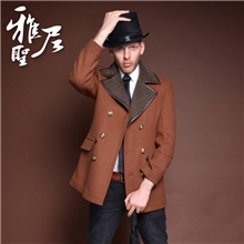 【伙拼】高档男装青春潮流羊毛羊绒呢大衣代理双排扣13168-1