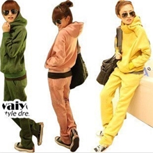 春秋季抓绒新款运动套装大码休闲时尚套韩国首尔代购运动套装女款