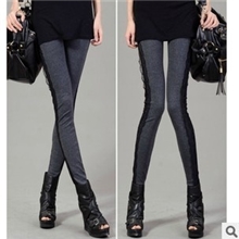 新款韩版修身显瘦蕾丝边加厚加绒打底裤人棉不倒绒保暖裤