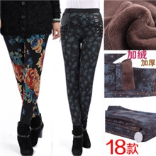 清仓中老年冬季加厚加绒休闲女裤妈妈松紧腰裤老人保暖裤打底裤