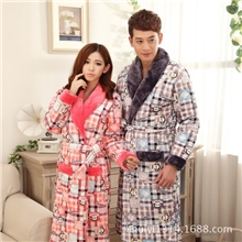 睡衣批发情侣睡衣加厚三层保暖超柔珊瑚绒夹棉睡袍男女长款浴袍