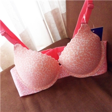 春夏款粉色豹纹上薄下厚V型聚拢调整型无痕文胸无痕内衣批发