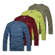 户外运动服批发一件起代发快干速干衣裤男圆领长袖T恤四色登山服