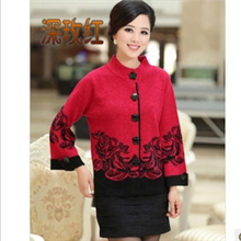 中老年女加大加厚羊绒衫妈妈装开衫女式针织衫羊毛衫桐乡批发