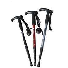 户外弯柄T型四节登山杖手杖6061铝材拐杖超轻