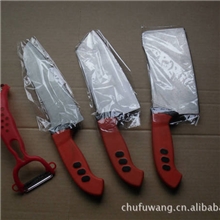 厂家热销新款厨房三件套礼品切刀菜刀肉片刀不锈钢套刀炮弹钢